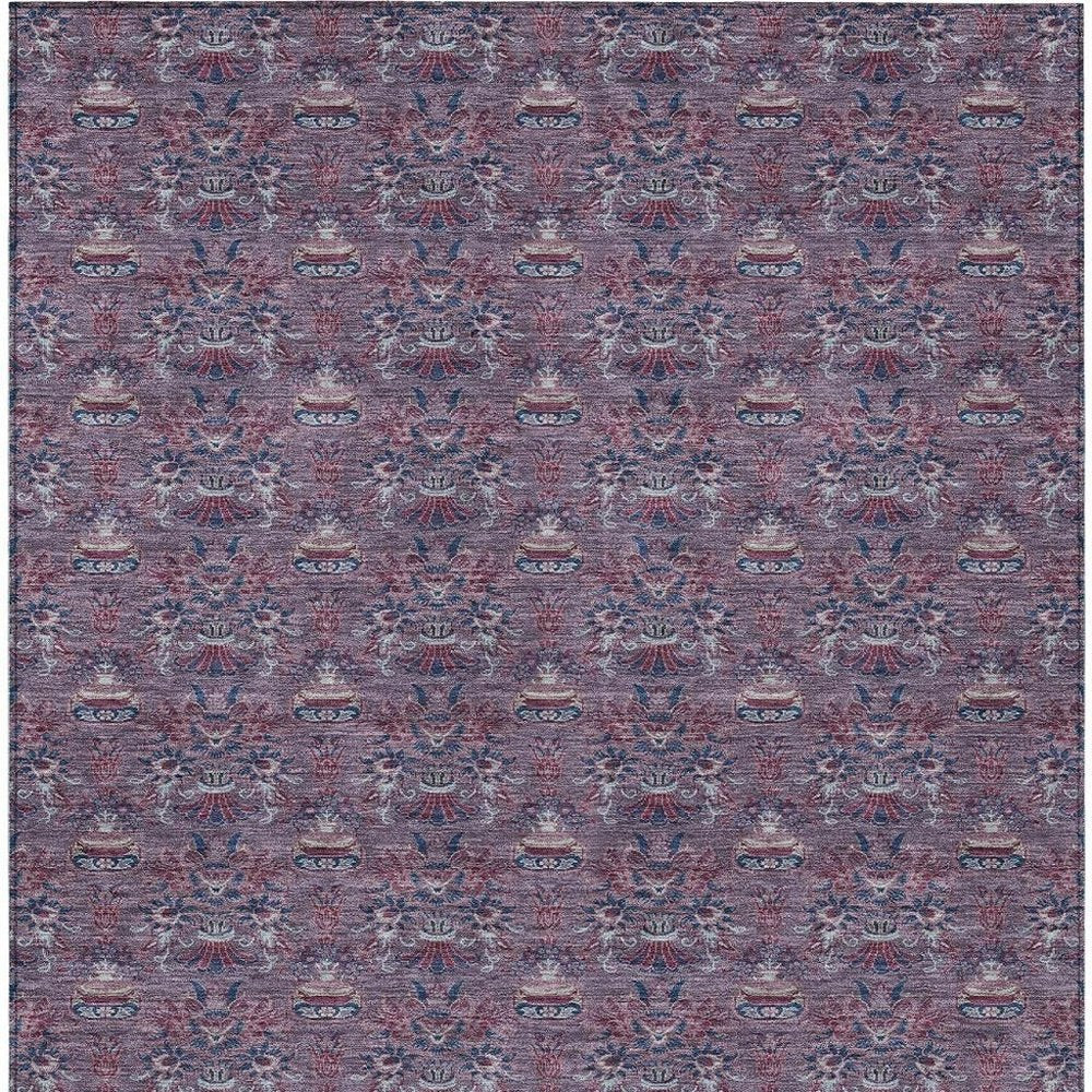 3' X 5' Plum And Gray Floral Washable Indoor Outdoor Area Rug HomeRoots