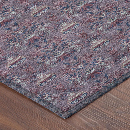 3' X 5' Plum And Gray Floral Washable Indoor Outdoor Area Rug HomeRoots
