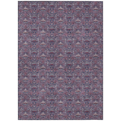 5' X 8' Plum And Gray Floral Washable Indoor Outdoor Area Rug HomeRoots