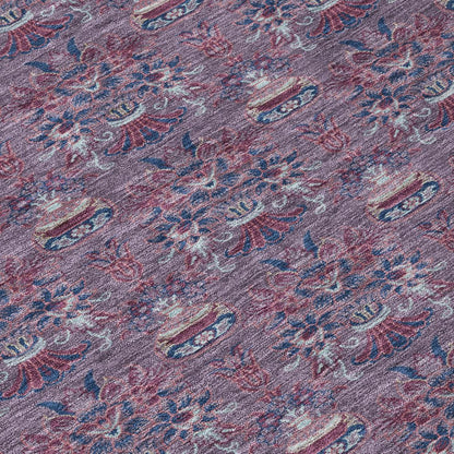 5' X 8' Plum And Gray Floral Washable Indoor Outdoor Area Rug HomeRoots