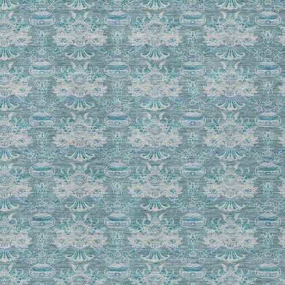 9' X 12' Teal Blue And Green Floral Washable Indoor Outdoor Area Rug HomeRoots