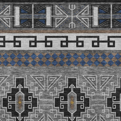 3' X 5' Black And Copper Tribal Washable Indoor Outdoor Area Rug HomeRoots