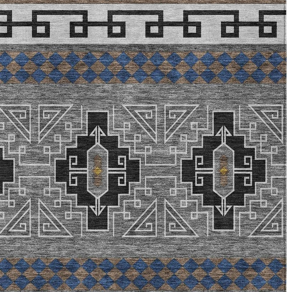 3' X 5' Black And Copper Tribal Washable Indoor Outdoor Area Rug HomeRoots