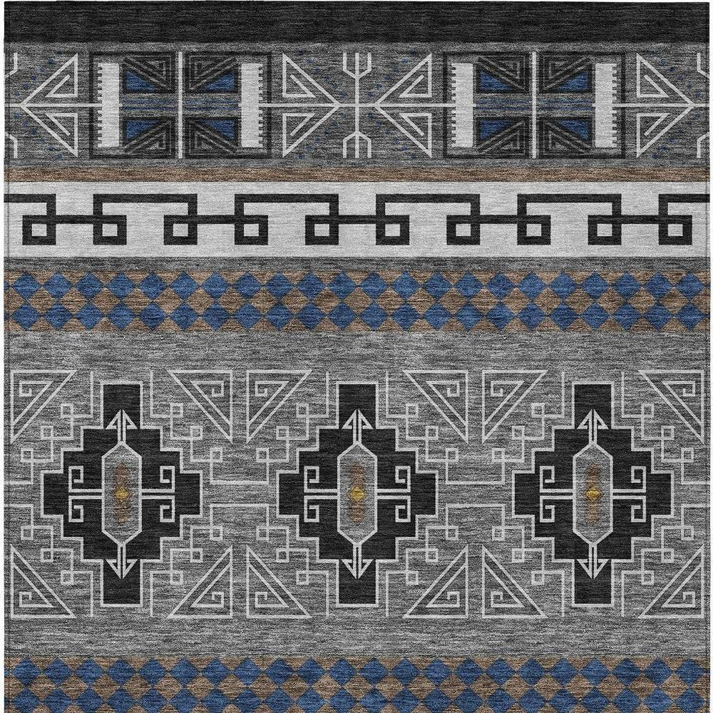 3' X 5' Black And Copper Tribal Washable Indoor Outdoor Area Rug HomeRoots