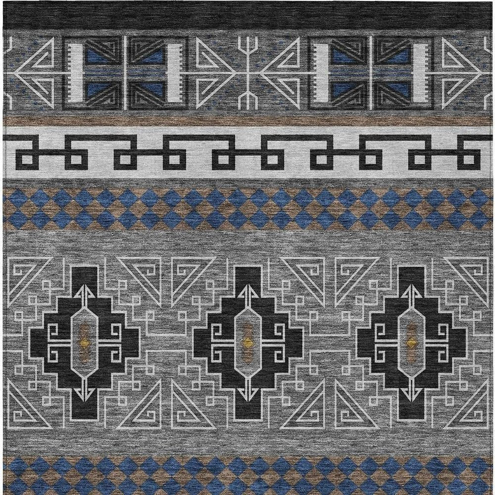 8' X 10' Black And Copper Tribal Washable Indoor Outdoor Area Rug HomeRoots
