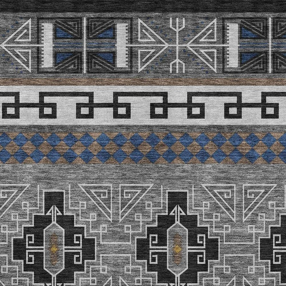 8' X 10' Black And Copper Tribal Washable Indoor Outdoor Area Rug — view 7