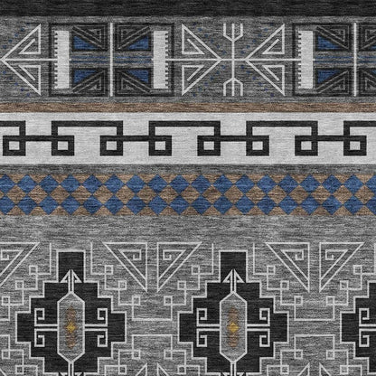 8' X 10' Black And Copper Tribal Washable Indoor Outdoor Area Rug HomeRoots
