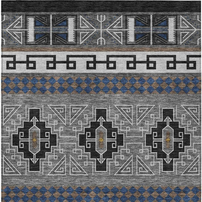 8' X 10' Black And Copper Tribal Washable Indoor Outdoor Area Rug HomeRoots