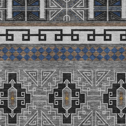 10' X 14' Black And Copper Tribal Washable Indoor Outdoor Area Rug HomeRoots