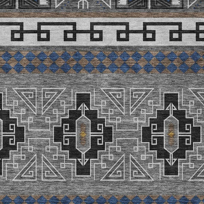 10' X 14' Black And Copper Tribal Washable Indoor Outdoor Area Rug HomeRoots