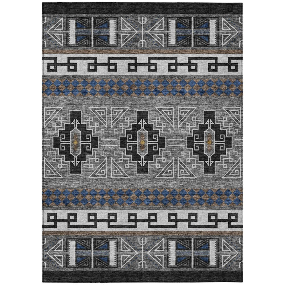 10' X 14' Black And Copper Tribal Washable Indoor Outdoor Area Rug HomeRoots