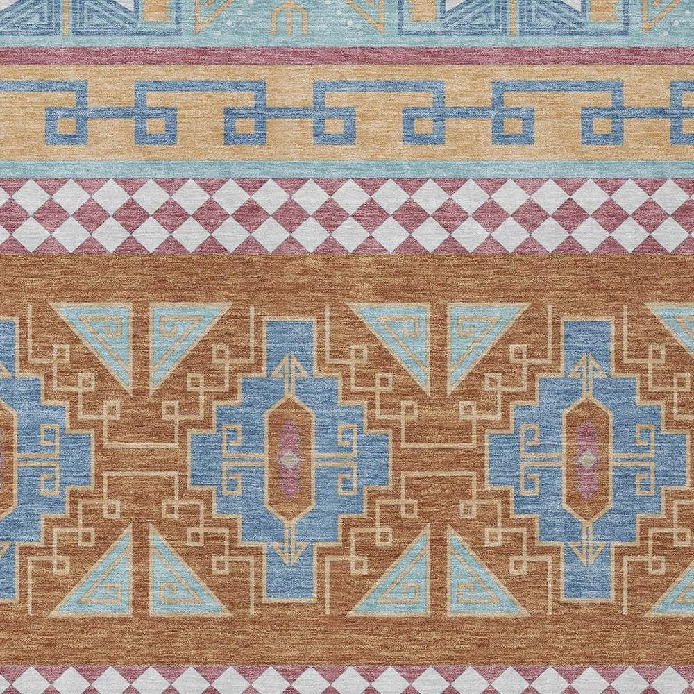 9' X 12' Blue And Aqua Tribal Washable Indoor Outdoor Area Rug HomeRoots