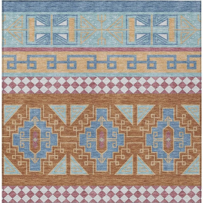 10' X 14' Blue And Aqua Tribal Washable Indoor Outdoor Area Rug HomeRoots