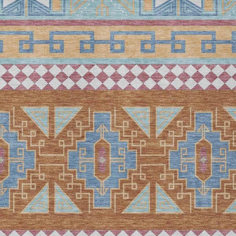10' X 14' Blue And Aqua Tribal Washable Indoor Outdoor Area Rug HomeRoots