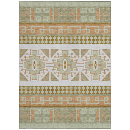 8' X 10' Green And Teal Blue Tribal Washable Indoor Outdoor Area Rug HomeRoots