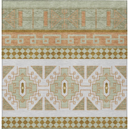 9' X 12' Green And Teal Blue Tribal Washable Indoor Outdoor Area Rug HomeRoots