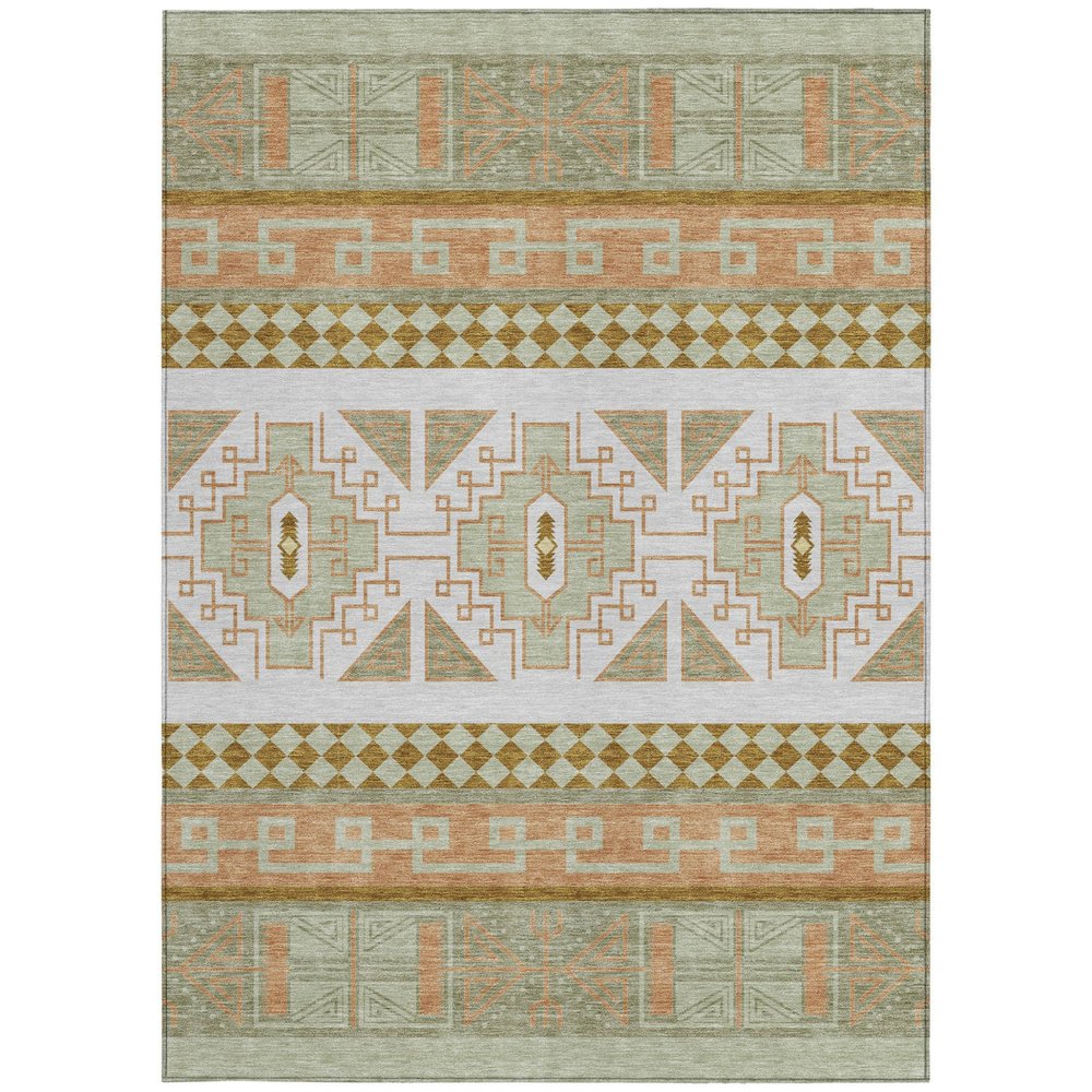 10' X 14' Green And Teal Blue Tribal Washable Indoor Outdoor Area Rug HomeRoots