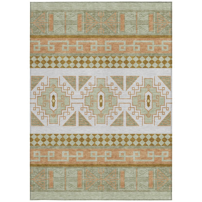 10' X 14' Green And Teal Blue Tribal Washable Indoor Outdoor Area Rug HomeRoots