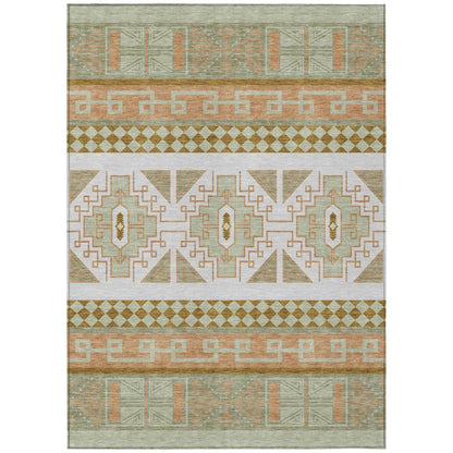 10' X 14' Green And Teal Blue Tribal Washable Indoor Outdoor Area Rug HomeRoots