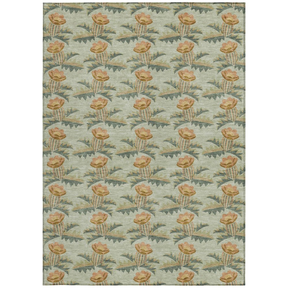 3' X 5' Green And Lavender Floral Washable Indoor Outdoor Area Rug — view 5