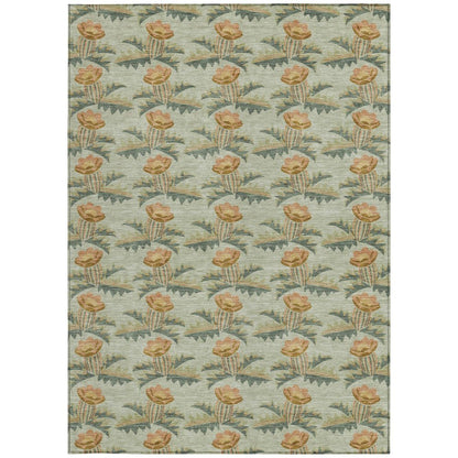 3' X 5' Green And Lavender Floral Washable Indoor Outdoor Area Rug HomeRoots