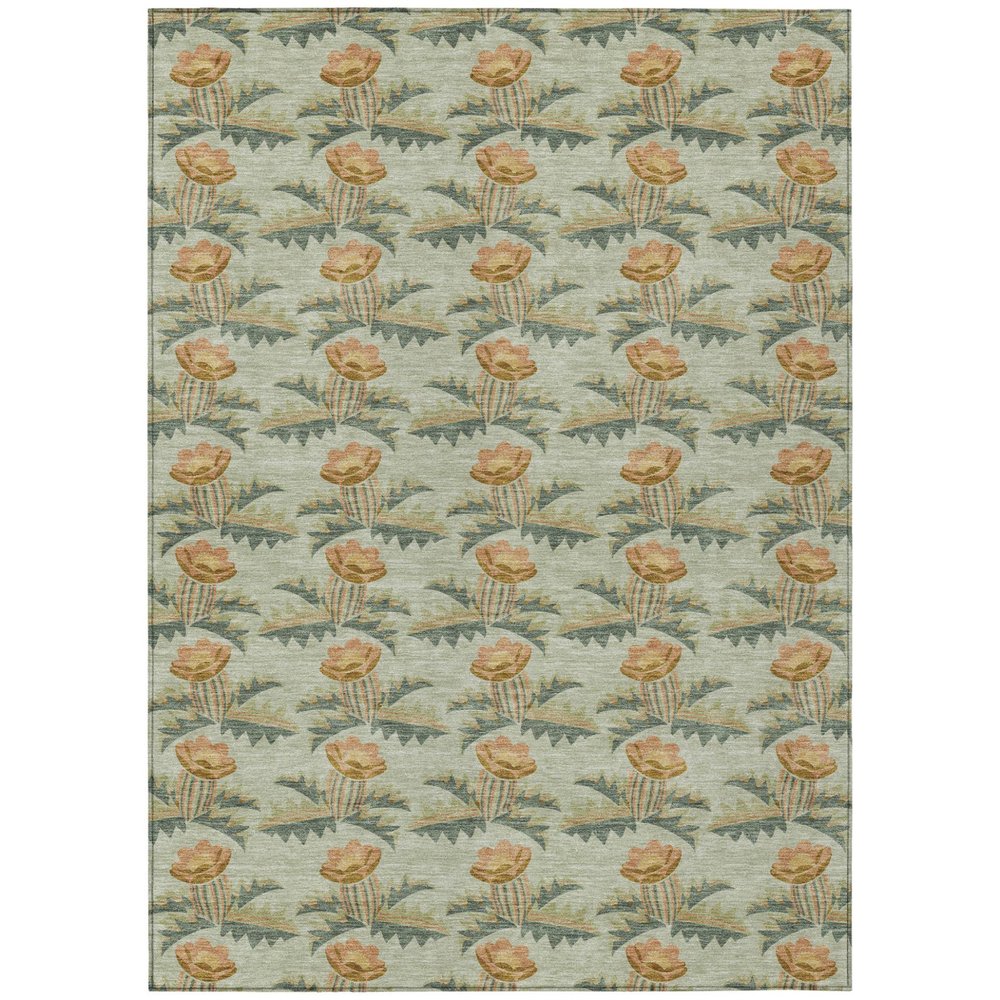 3' X 5' Green And Lavender Floral Washable Indoor Outdoor Area Rug HomeRoots