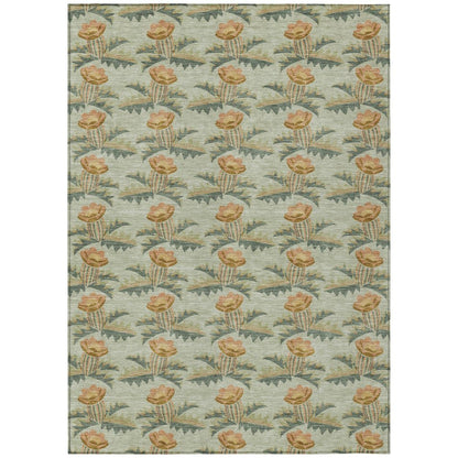3' X 5' Green And Lavender Floral Washable Indoor Outdoor Area Rug HomeRoots