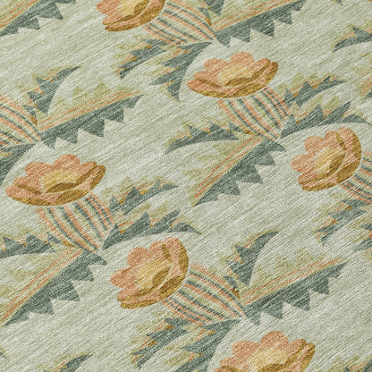 3' X 5' Green And Lavender Floral Washable Indoor Outdoor Area Rug HomeRoots
