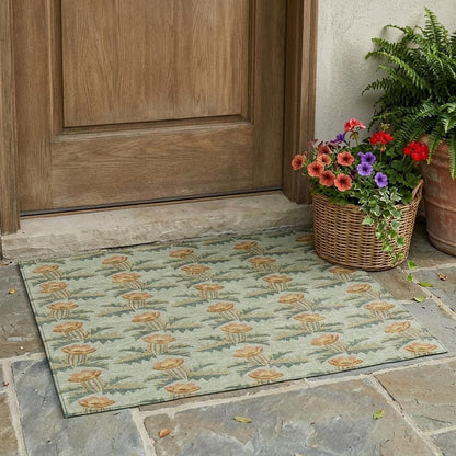 3' X 5' Green And Lavender Floral Washable Indoor Outdoor Area Rug HomeRoots