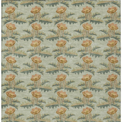 5' X 8' Green And Lavender Floral Washable Indoor Outdoor Area Rug HomeRoots