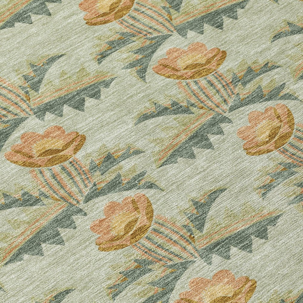 5' X 8' Green And Lavender Floral Washable Indoor Outdoor Area Rug — view 3