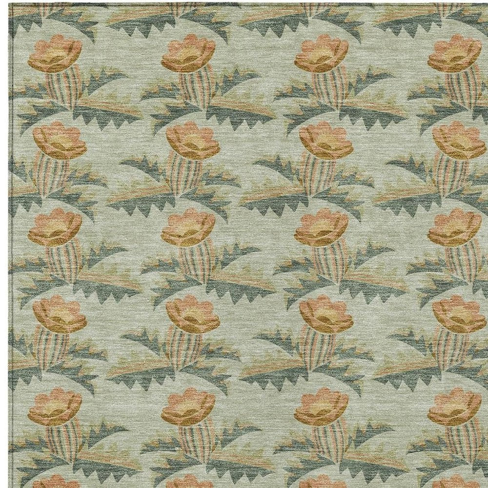 8' X 10' Green And Lavender Floral Washable Indoor Outdoor Area Rug HomeRoots