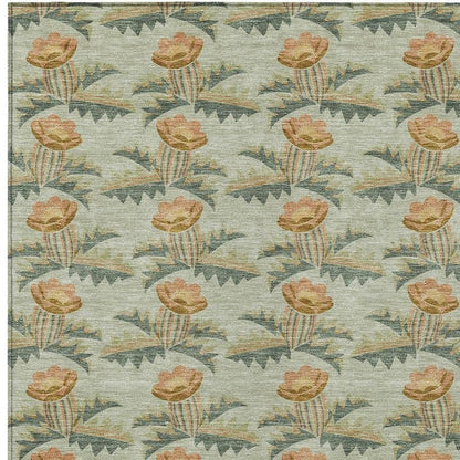 8' X 10' Green And Lavender Floral Washable Indoor Outdoor Area Rug HomeRoots