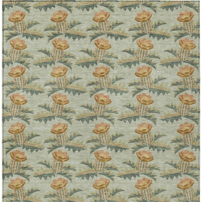 8' X 10' Green And Lavender Floral Washable Indoor Outdoor Area Rug HomeRoots