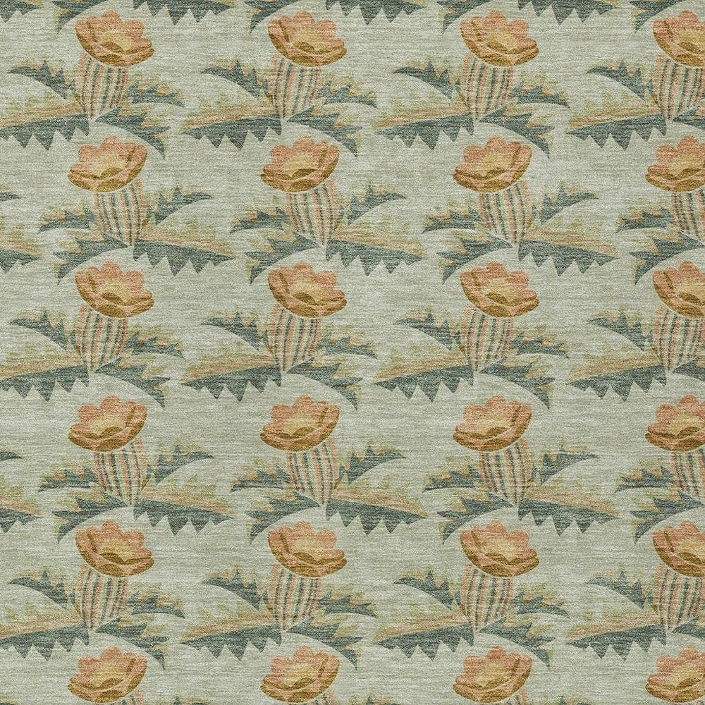 8' X 10' Green And Lavender Floral Washable Indoor Outdoor Area Rug — view 8