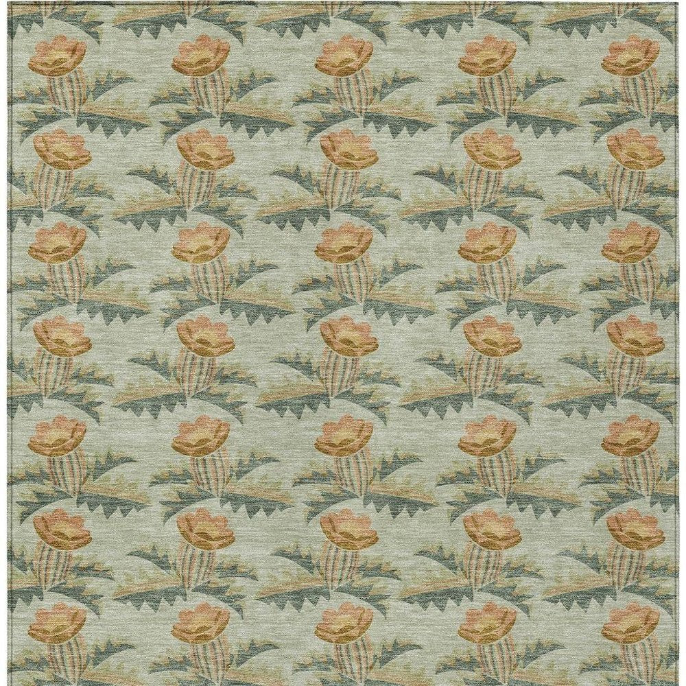 8' X 10' Green And Lavender Floral Washable Indoor Outdoor Area Rug HomeRoots
