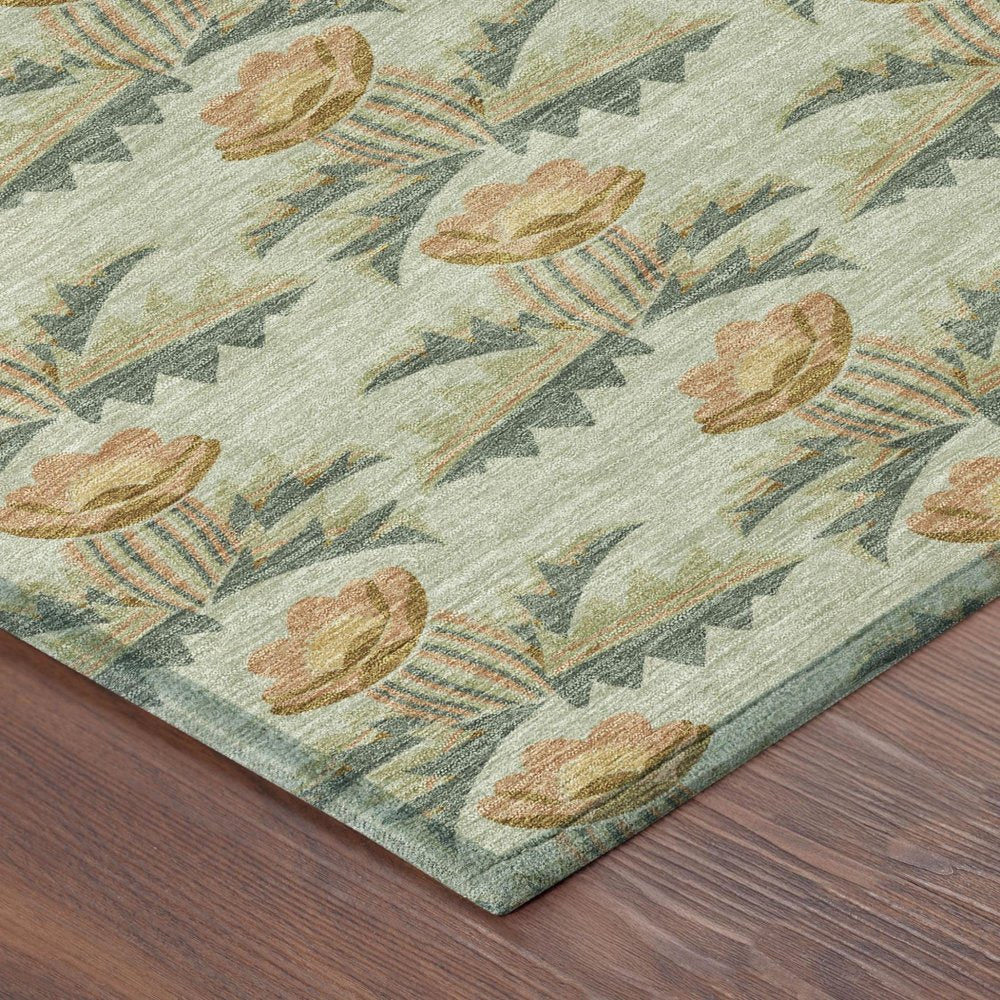8' X 10' Green And Lavender Floral Washable Indoor Outdoor Area Rug HomeRoots