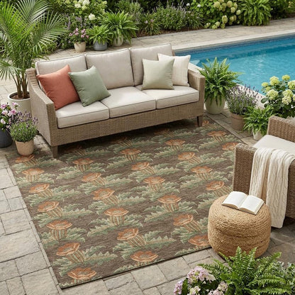 5' X 8' Chocolate And Graphite Floral Washable Indoor Outdoor Area Rug HomeRoots