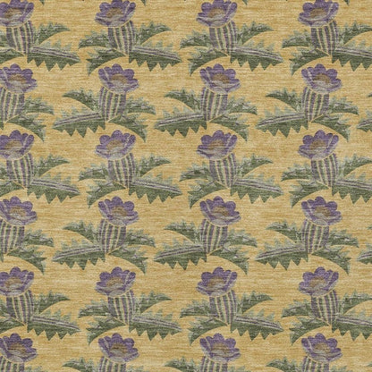 10' X 14' Gold And Khaki Floral Washable Indoor Outdoor Area Rug HomeRoots