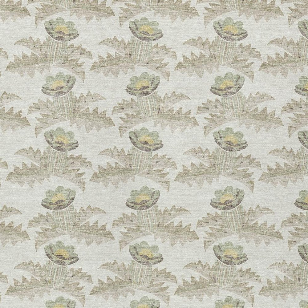 3' X 5' Ivory And Brown Floral Washable Indoor Outdoor Area Rug HomeRoots