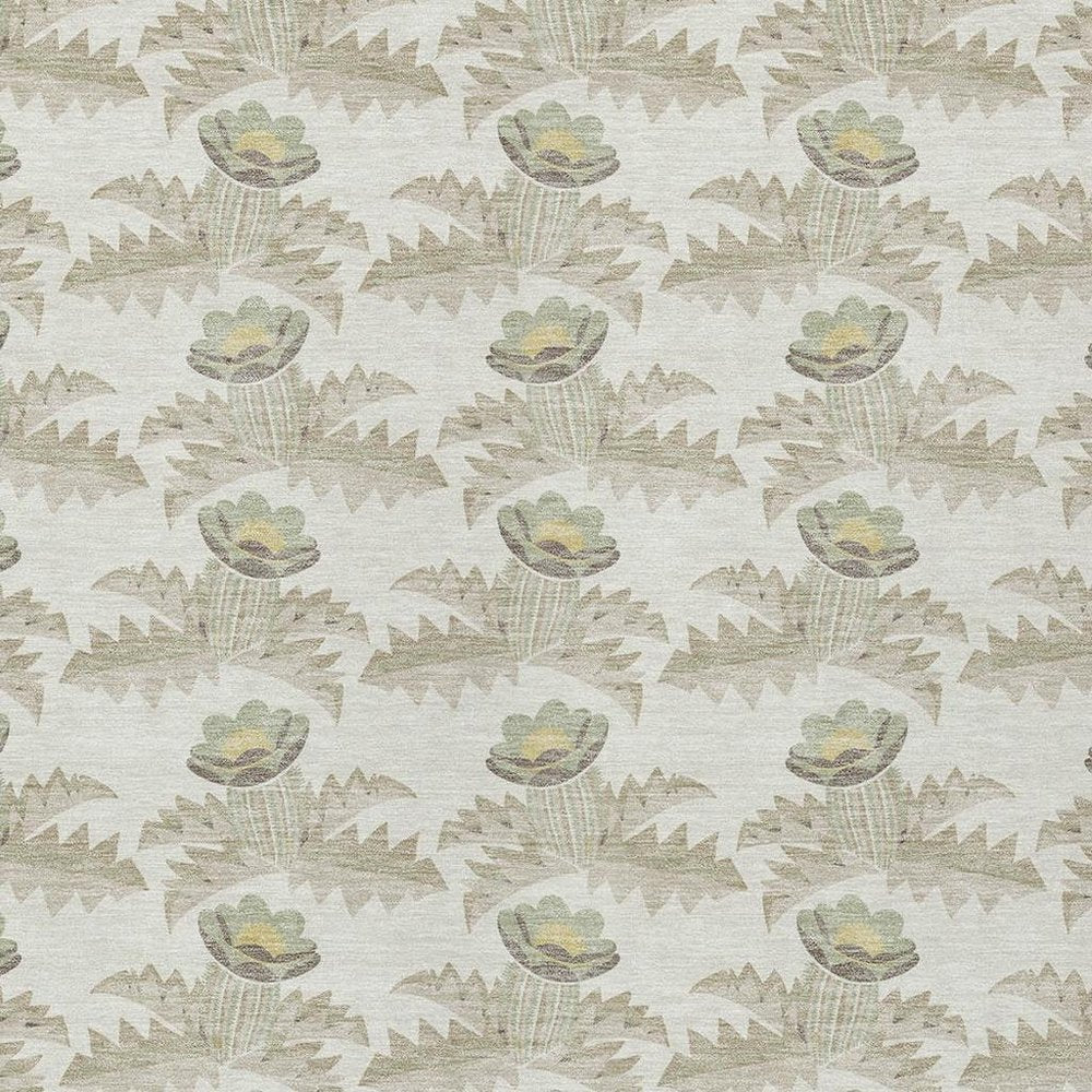 3' X 5' Ivory And Brown Floral Washable Indoor Outdoor Area Rug — view 8