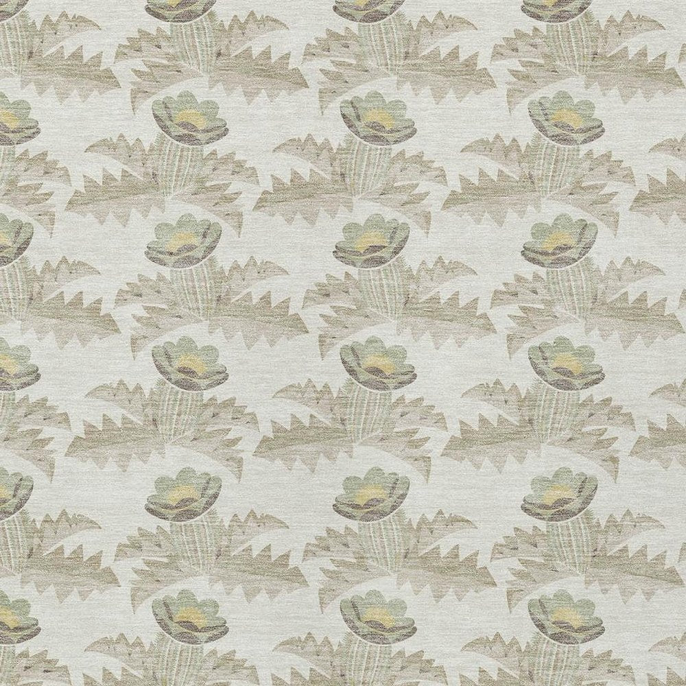 5' X 8' Ivory And Brown Floral Washable Indoor Outdoor Area Rug HomeRoots
