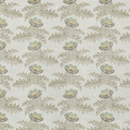 5' X 8' Ivory And Brown Floral Washable Indoor Outdoor Area Rug HomeRoots