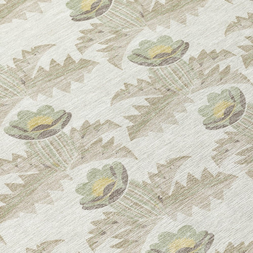 5' X 8' Ivory And Brown Floral Washable Indoor Outdoor Area Rug HomeRoots