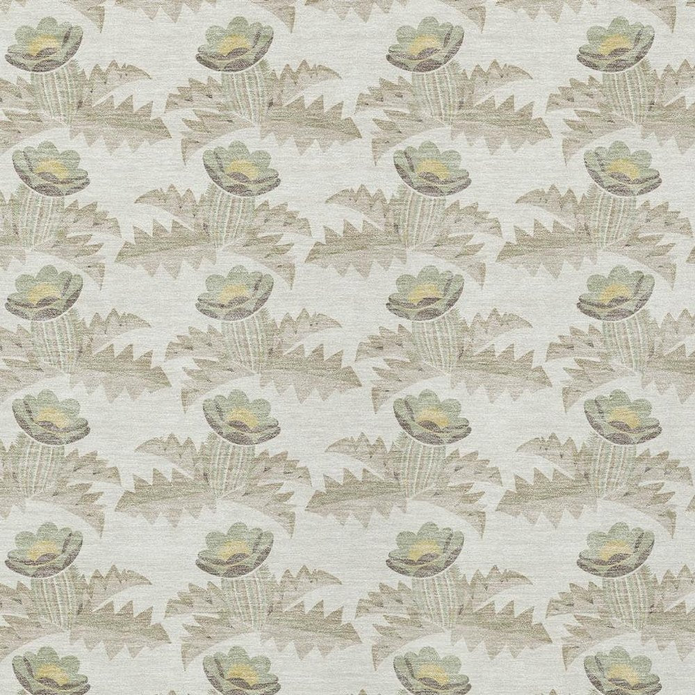8' X 10' Ivory And Brown Floral Washable Indoor Outdoor Area Rug — view 4