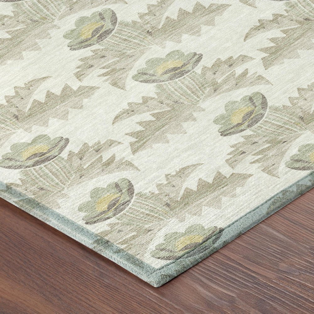 8' X 10' Ivory And Brown Floral Washable Indoor Outdoor Area Rug — view 2
