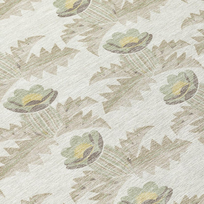 8' X 10' Ivory And Brown Floral Washable Indoor Outdoor Area Rug HomeRoots