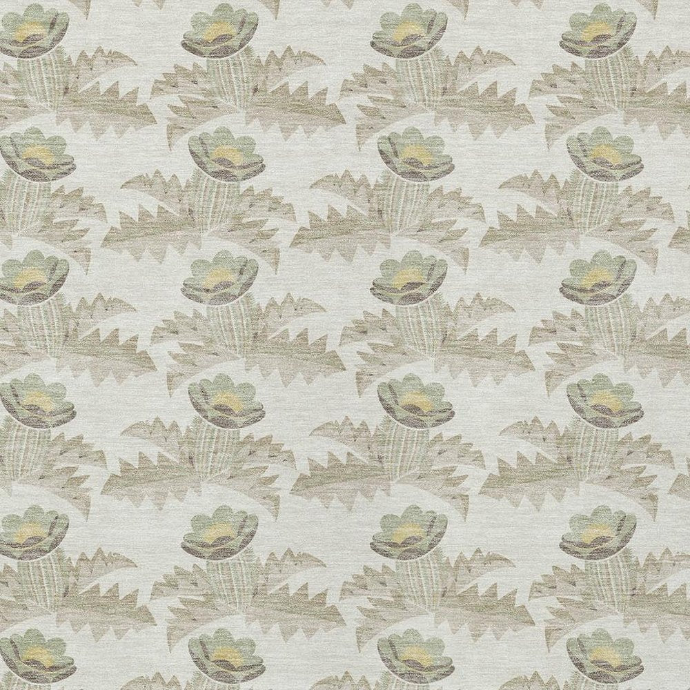 9' X 12' Ivory And Brown Floral Washable Indoor Outdoor Area Rug HomeRoots