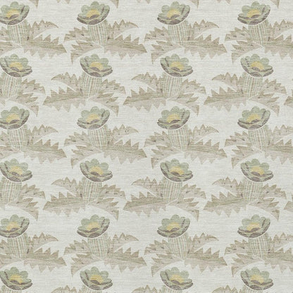 9' X 12' Ivory And Brown Floral Washable Indoor Outdoor Area Rug HomeRoots
