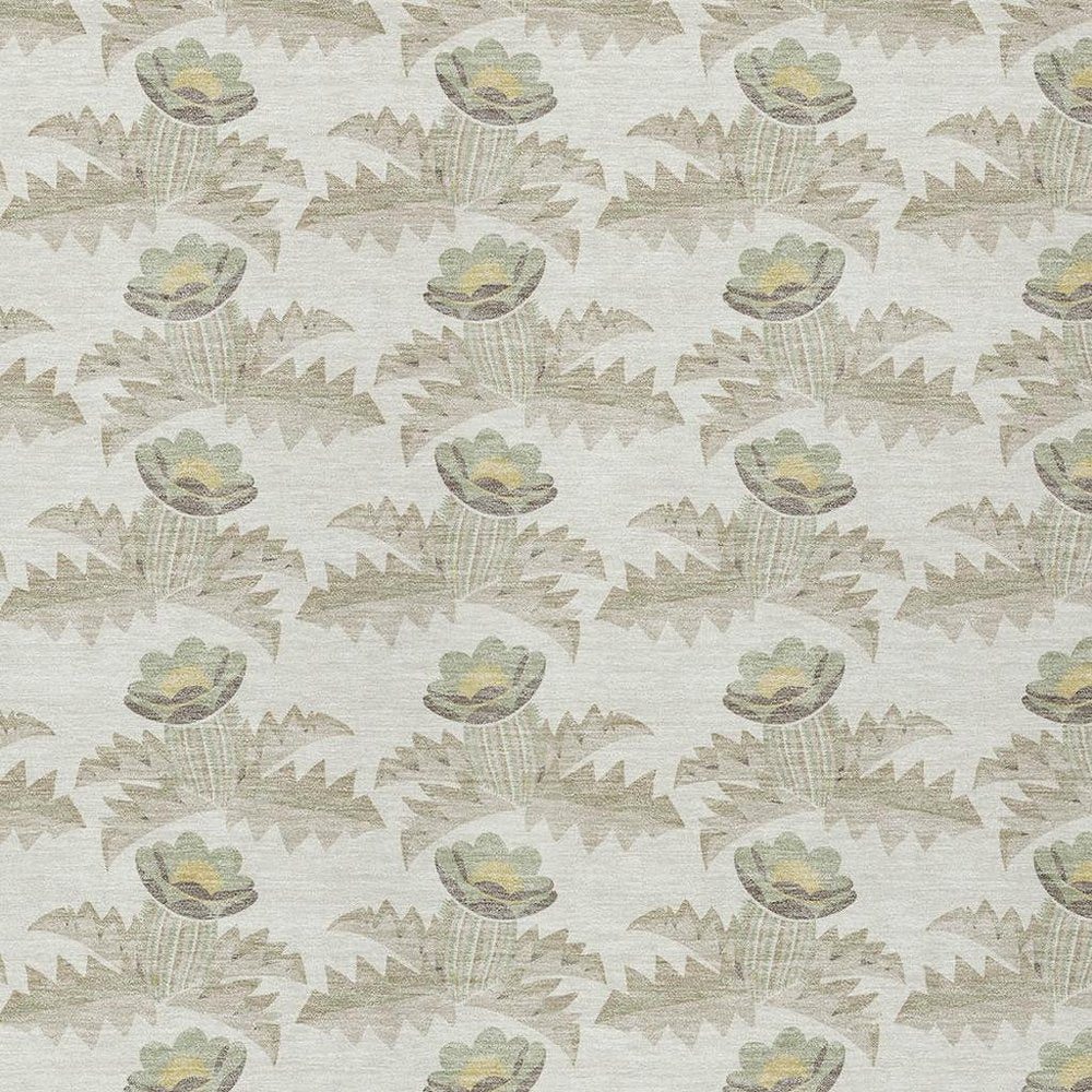 10' X 14' Ivory And Brown Floral Washable Indoor Outdoor Area Rug HomeRoots